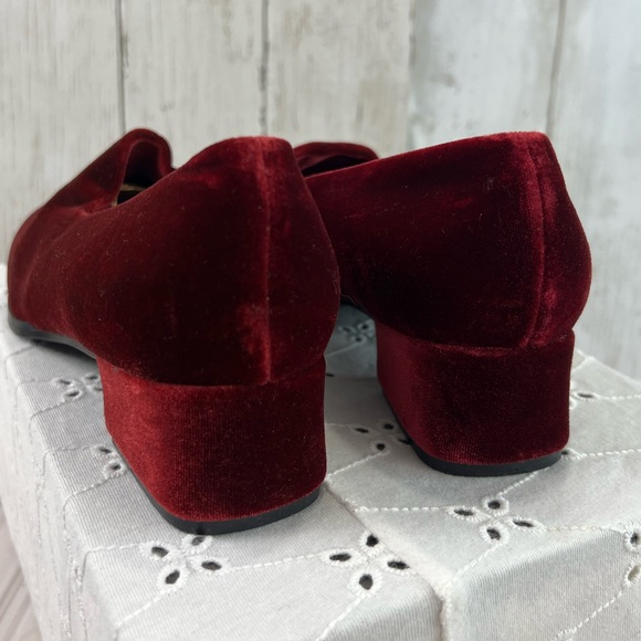 Vintage Vittorio Ricci Shoes Women 8.5M Block Heel Velvet Slip On 90s Fashion - Picture 5 of 15